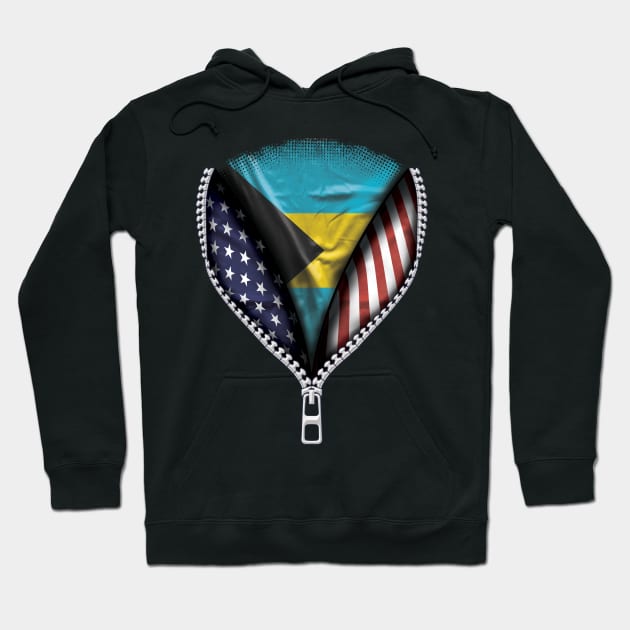Bahamian Flag  Bahamas Flag American Flag Zip Down - Gift for Bahamian From Bahamas Hoodie by Country Flags